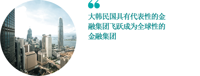 大韩民国的具有代表性的 金融集团飞跃成为全球性 金融集团